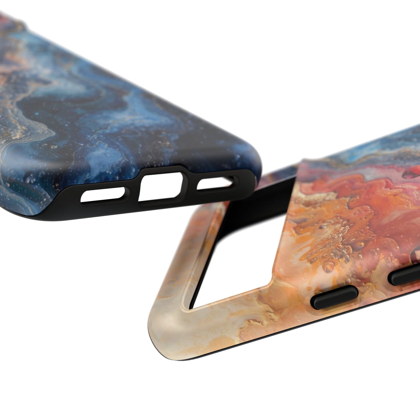 Marbled Galaxy Tough Phone Case — Abstract Blue & Coral Protective Cover