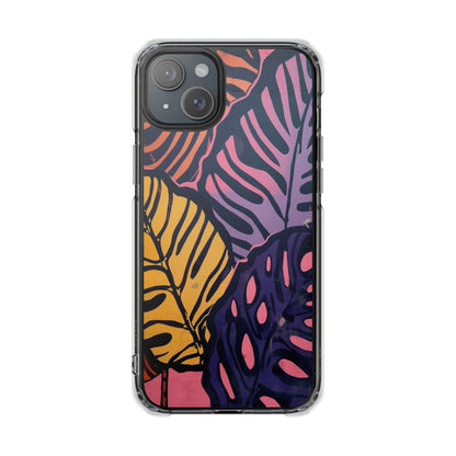 Clear Magnetic Phone Case — Tropical Leaf Art Impact Protection