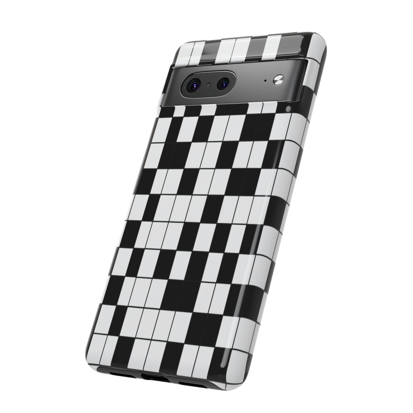 Crossword Grid Phone Case — Black & White Puzzle Pattern Tough Phone Cover