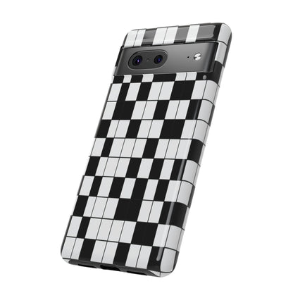 Crossword Grid Phone Case — Black & White Puzzle Pattern Tough Phone Cover