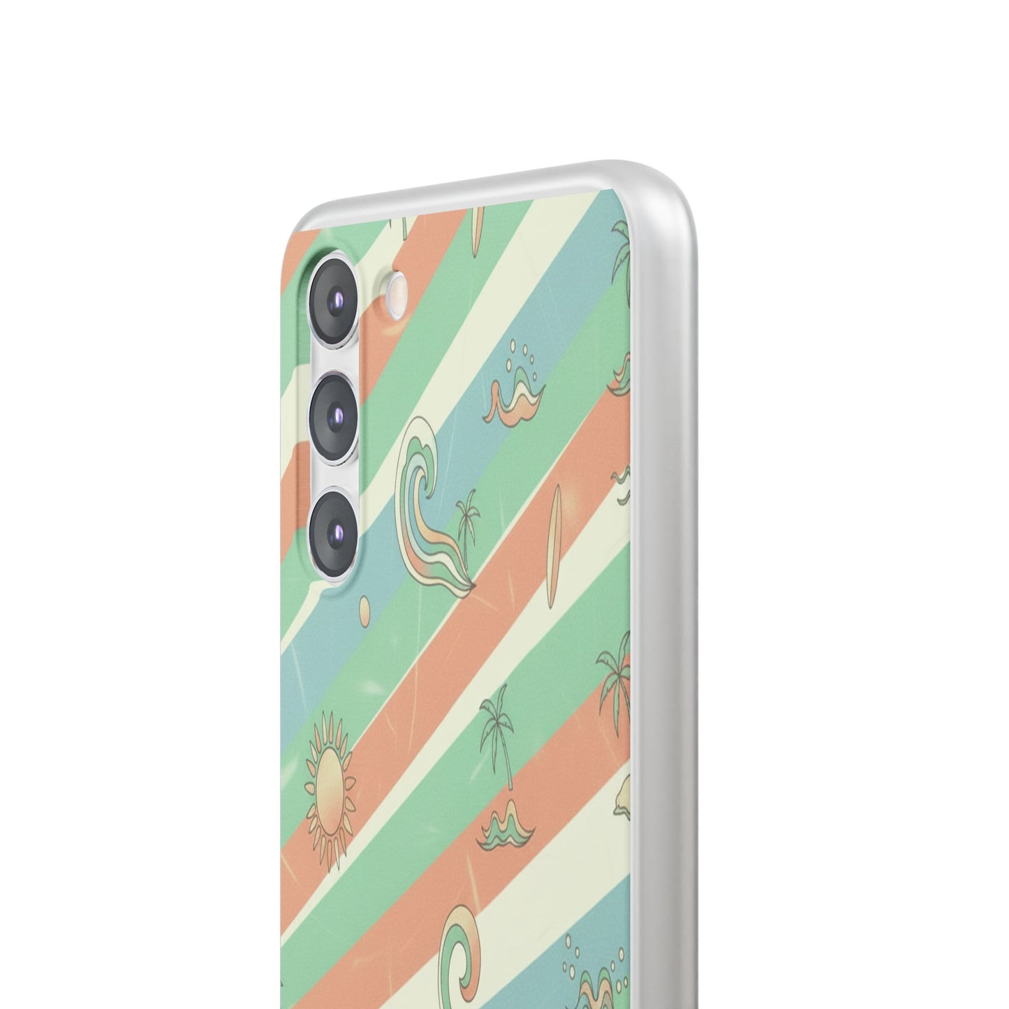 Beach Vibes Phone Case — Retro Pastel Surf & Palm Protective Flexi Case