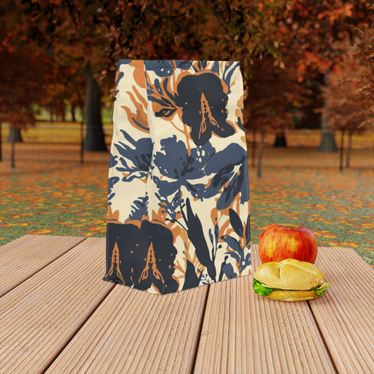 Botanical Abstract Polyester Lunch Bag, Eco-Friendly, Beach Day Essentials, Picnic, Back to School, Vibrant Summer Vibe