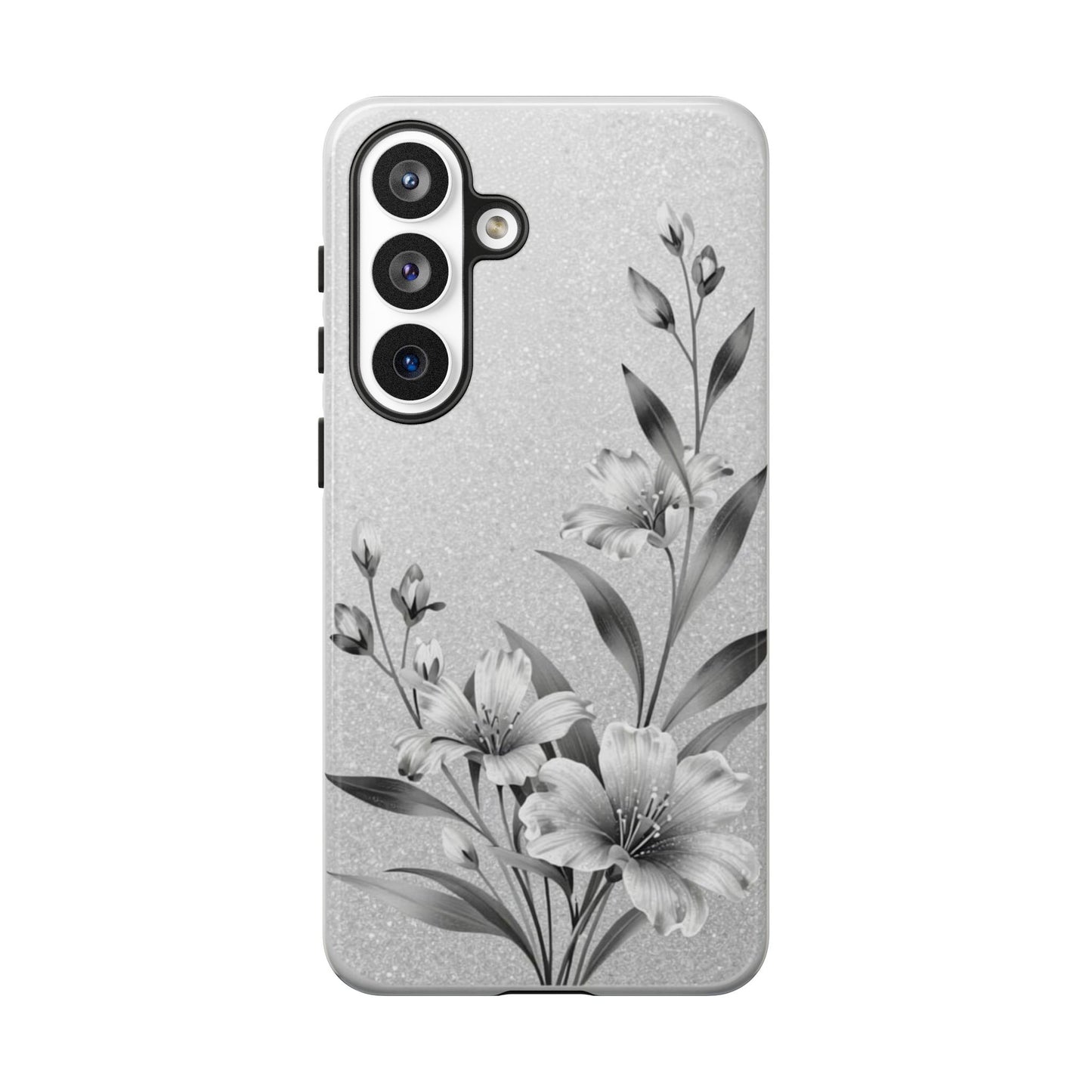 Floral Monochrome Phone Case — Elegant Black & White Lily Design