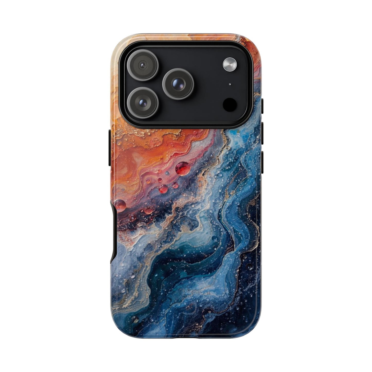 Marbled Galaxy Tough Phone Case — Abstract Blue & Coral Protective Cover