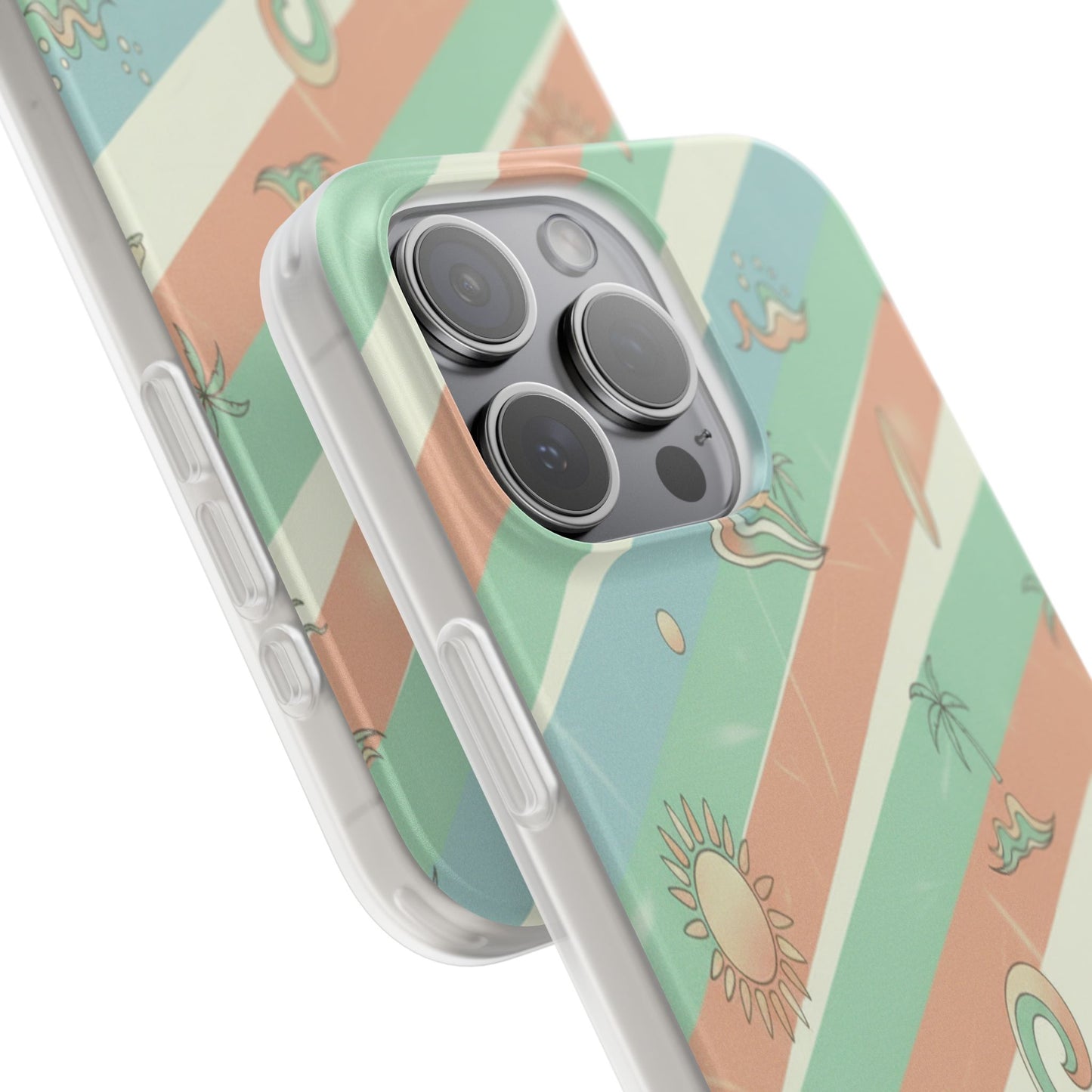 Beach Vibes Phone Case — Retro Pastel Surf & Palm Protective Flexi Case