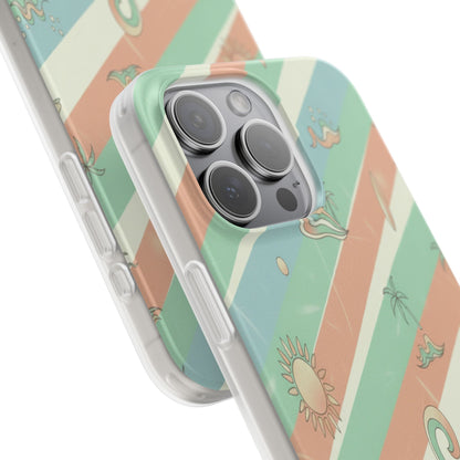 Beach Vibes Phone Case — Retro Pastel Surf & Palm Protective Flexi Case