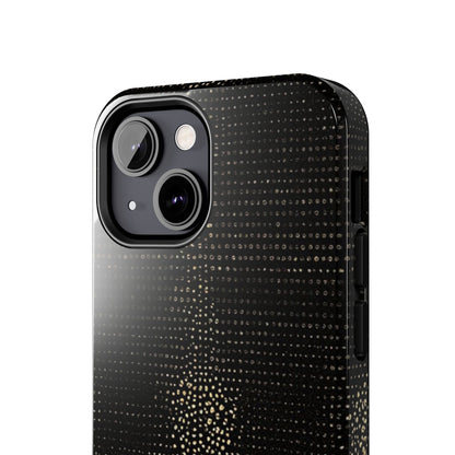 Tough Phone Case — Black Textured Metallic Dot Shield