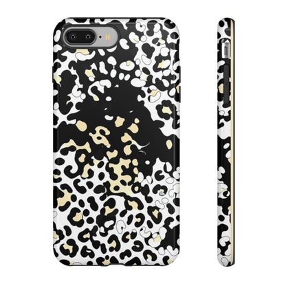 Leopard Splash Tough Phone Case — Black & Cream Animal Print Protective Cover