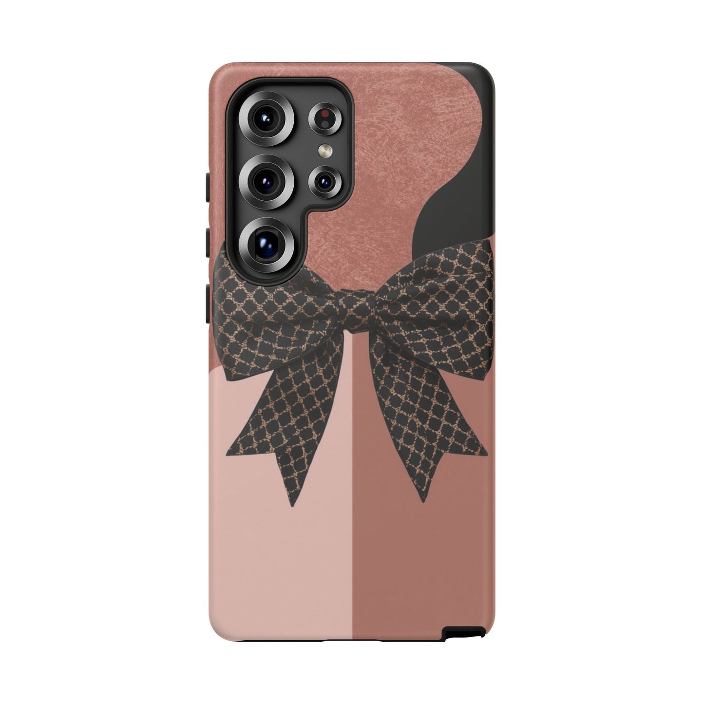 Bow Stripe Tough Phone Case – Pink Mauve Protective Cover