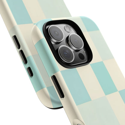 Pastel Checkerboard Tough Case – Mint & Cream Protective Phone Cover