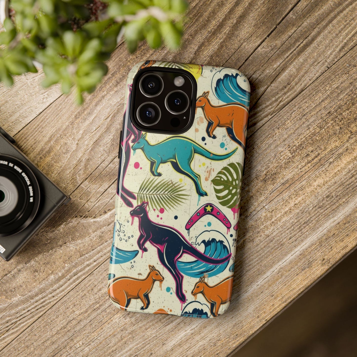 Tough Cases — Colorful Surfing Kangaroo Phone Case