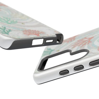 Seafoam Coral Tough Phone Case - Pastel Ocean Wave Design