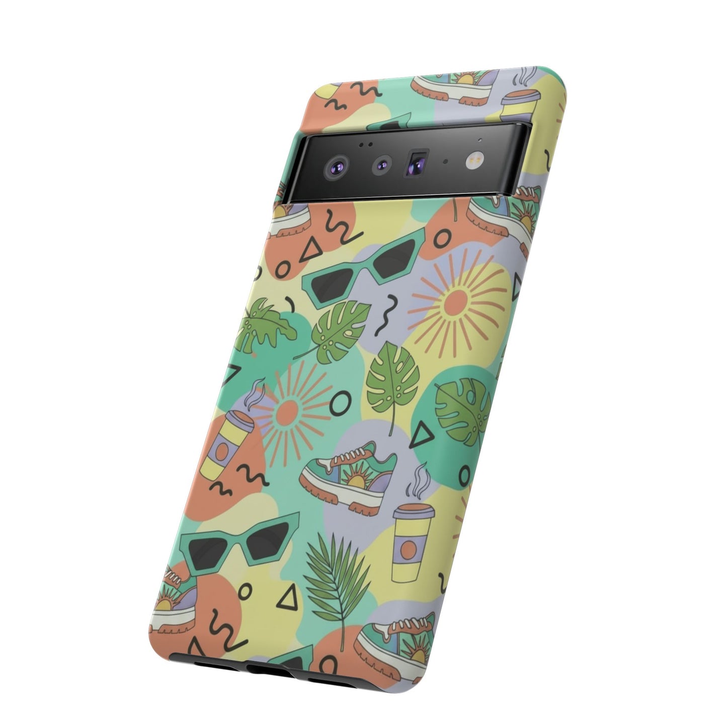 Tropical Summer Phone Case — Retro Sunglasses, Sneakers & Palm Pattern