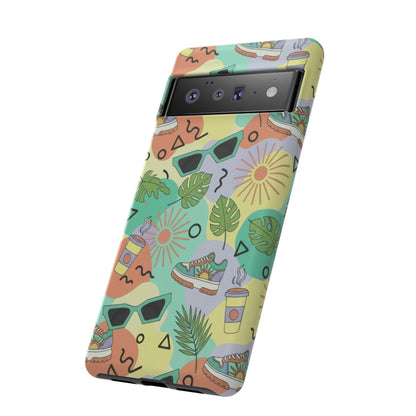 Tropical Summer Phone Case — Retro Sunglasses, Sneakers & Palm Pattern