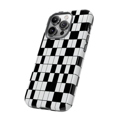 Crossword Grid Phone Case — Black & White Puzzle Pattern Tough Phone Cover