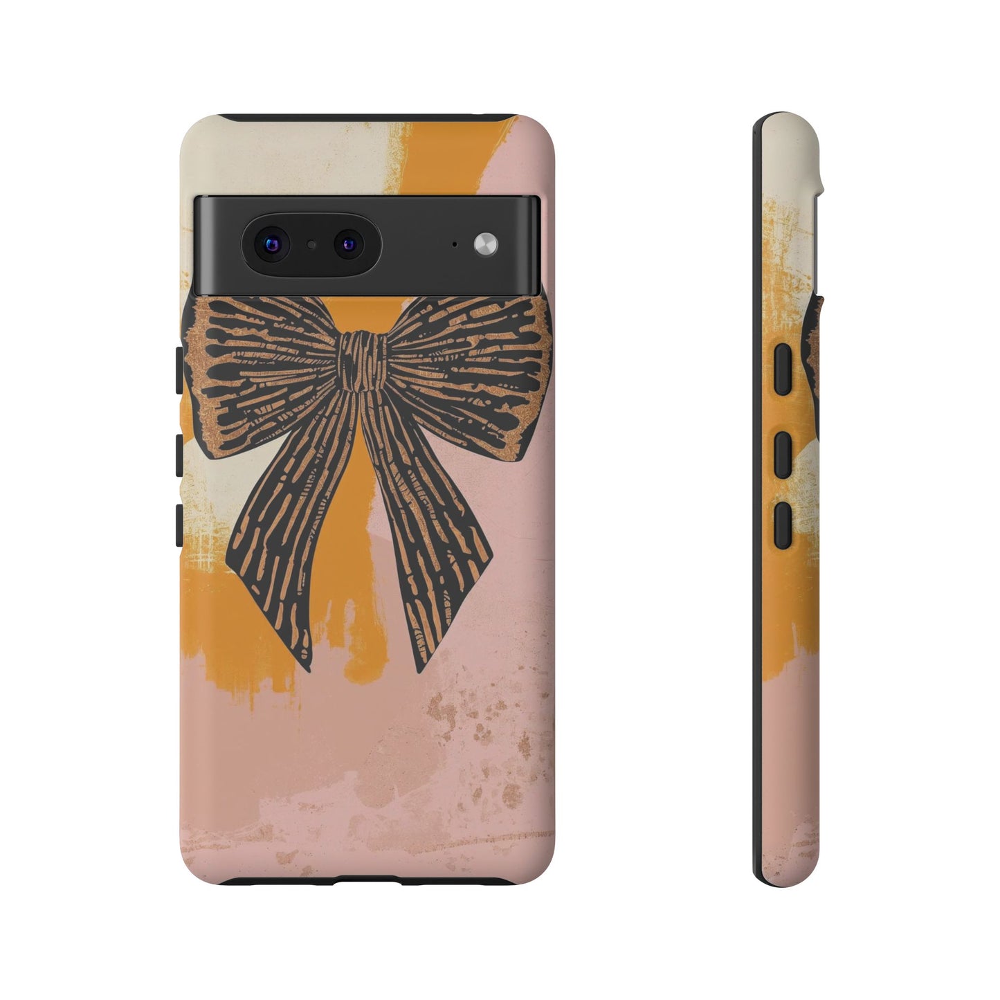 Bow Brushstroke Tough Phone Case — Pink & Mustard