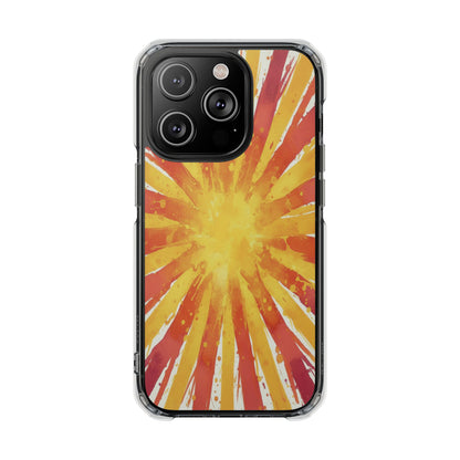 Clear Magnetic Phone Case — Retro Sunburst Design