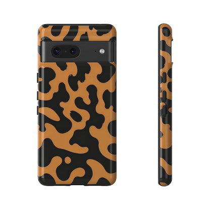 Leopard Print Phone Case — Orange & Black Tough Pattern Protective Cover