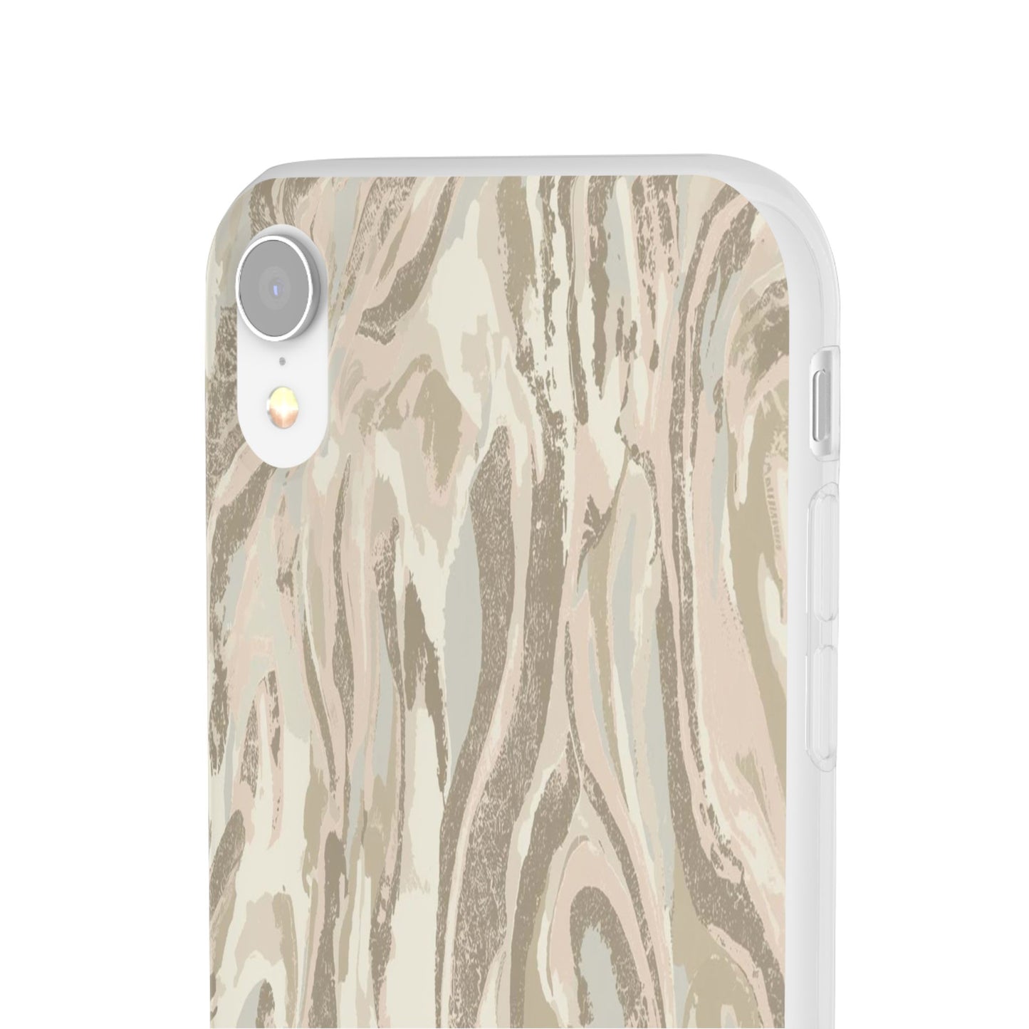 Neutral Marble Swirl Flexi Phone Case — Beige Abstract Protective Cover