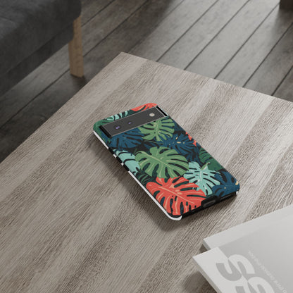 Tropical Monstera Phone Case — Colorful Leaf Protective Tough Case