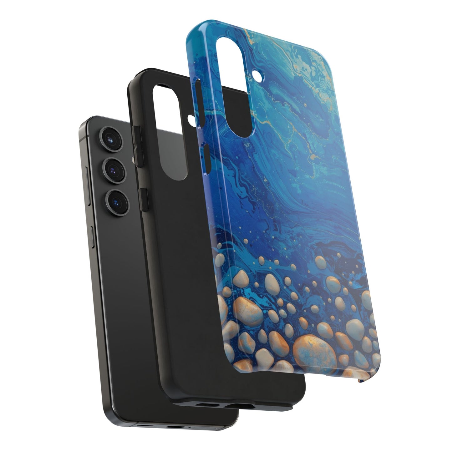 Blue Ocean Pebble Tough Phone Case — Protective Artistic Marble Design