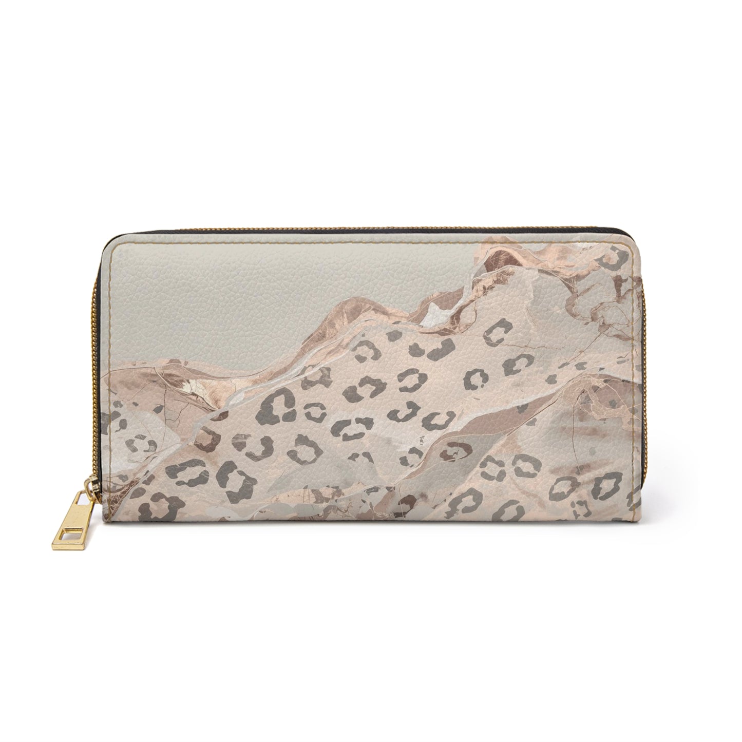 Leopard Breeze Zipper Wallet — Neutral Animal Print RFID Clutch