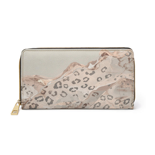 Leopard Breeze Zipper Wallet — Neutral Animal Print RFID Clutch