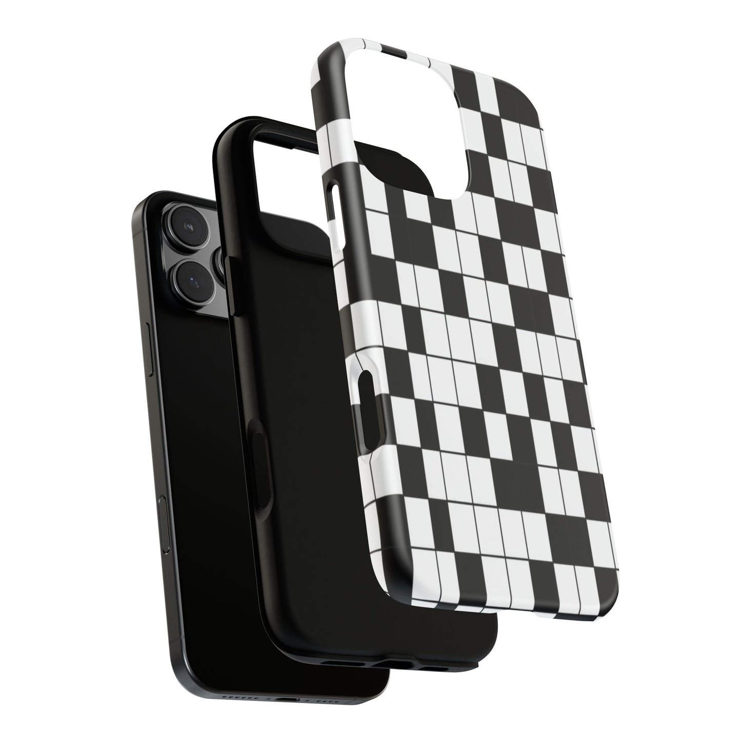 Crossword Grid Phone Case — Black & White Puzzle Pattern Tough Phone Cover