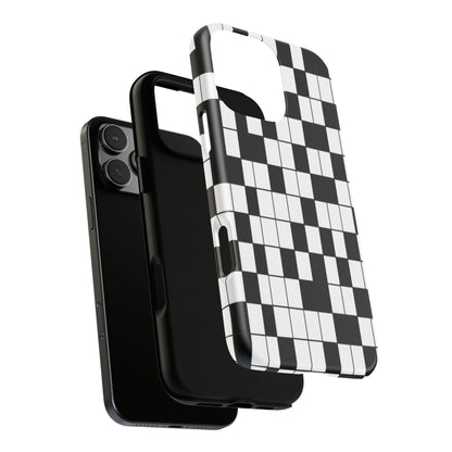 Crossword Grid Phone Case — Black & White Puzzle Pattern Tough Phone Cover