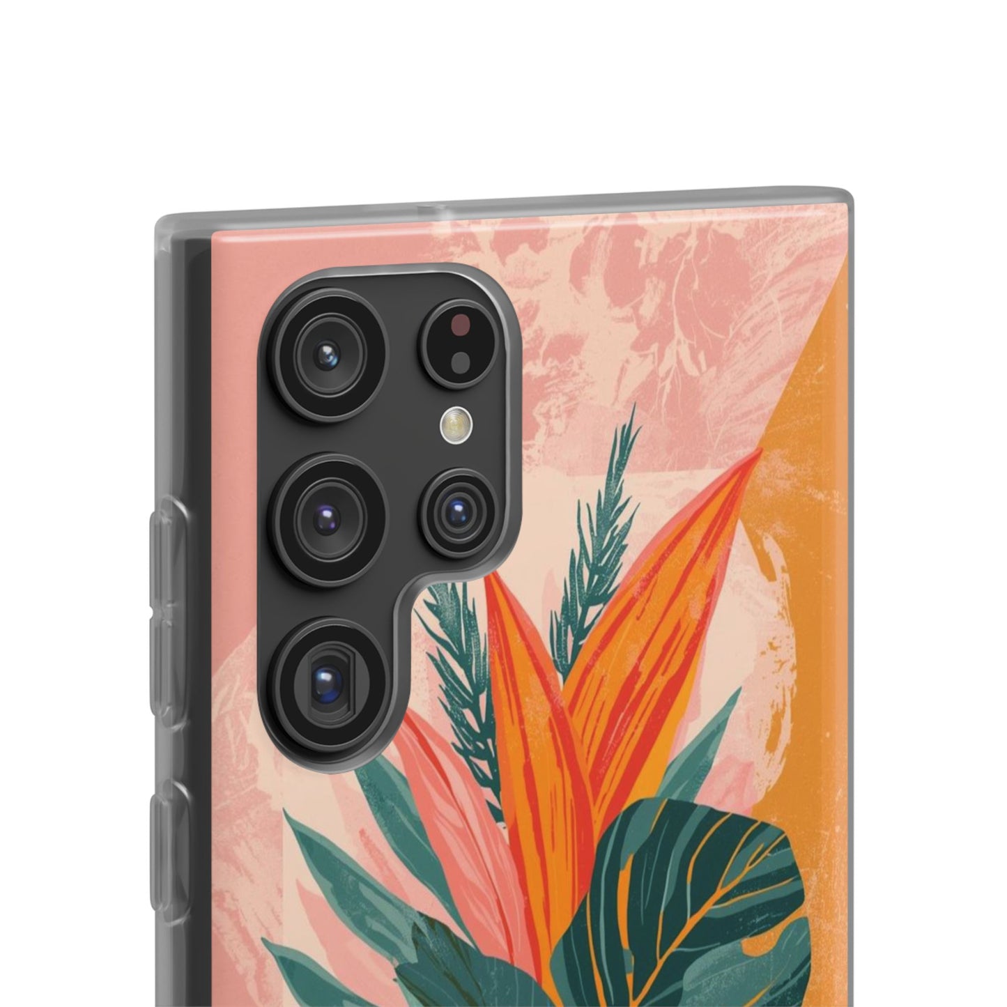 Tropical Botanical Phone Case — Pink & Orange Floral Flexi Case