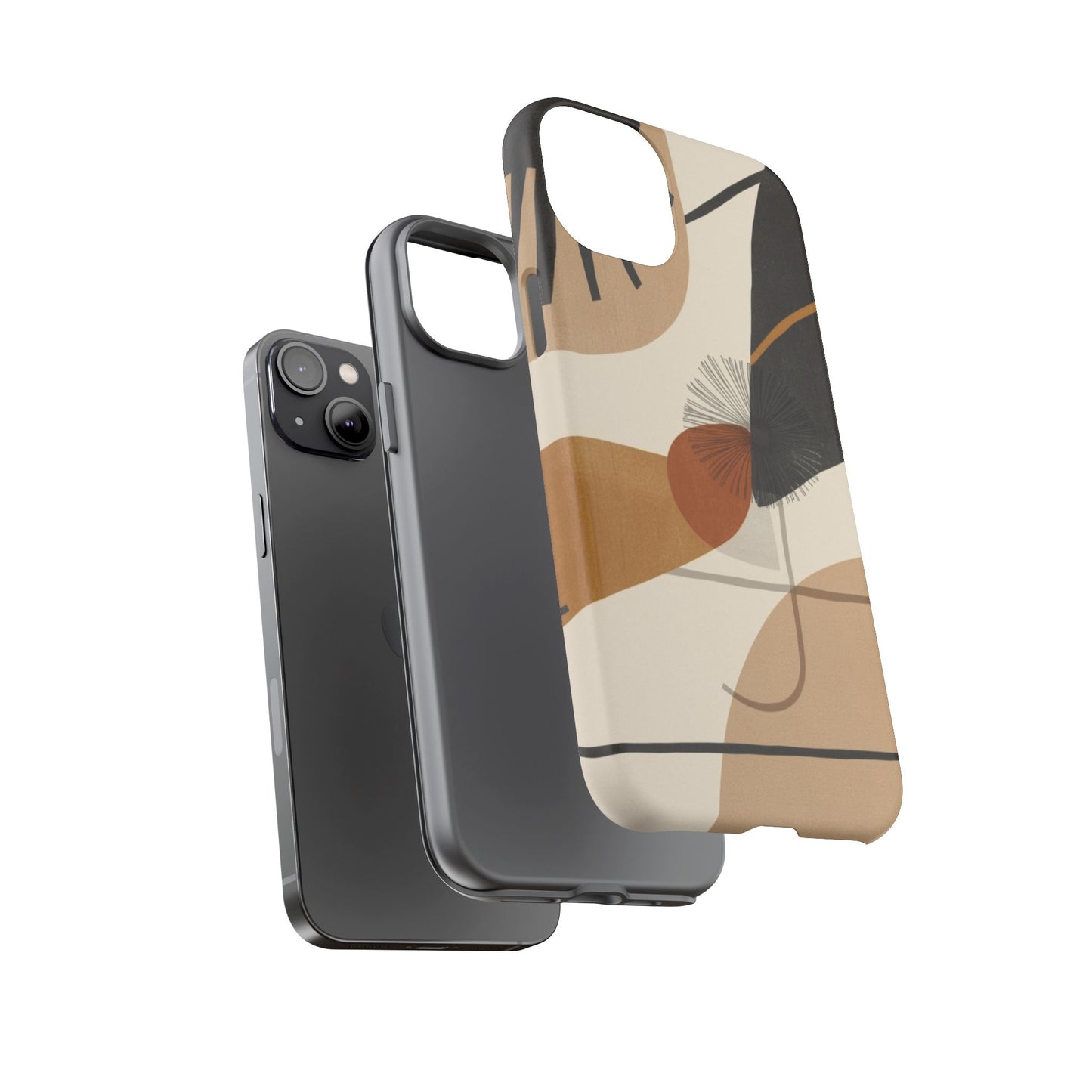 Abstract Earth Tone Phone Case — Mid-Century Minimalist Tough Case