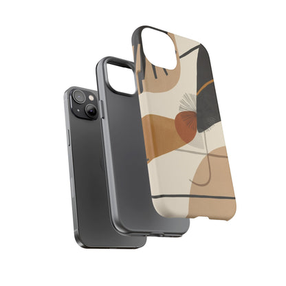 Abstract Earth Tone Phone Case — Mid-Century Minimalist Tough Case