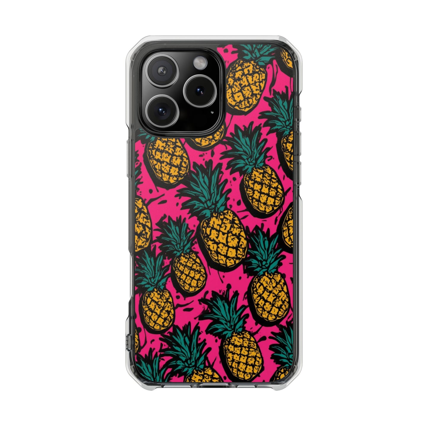 Pineapple Pop Clear Magnetic Phone Case — Impact-Resistant Tropical Design