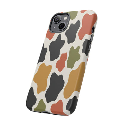 Camouflage Pattern Tough Phone Case – Retro Olive, Rust & Mustard Protective Cover