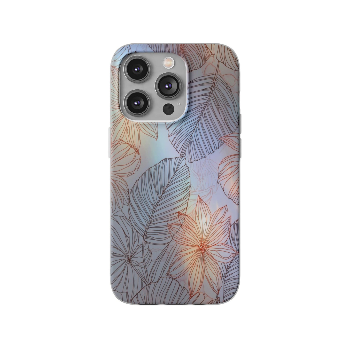 Floral Holographic Phone Case — Iridescent Leaves & Flowers Flexi Case
