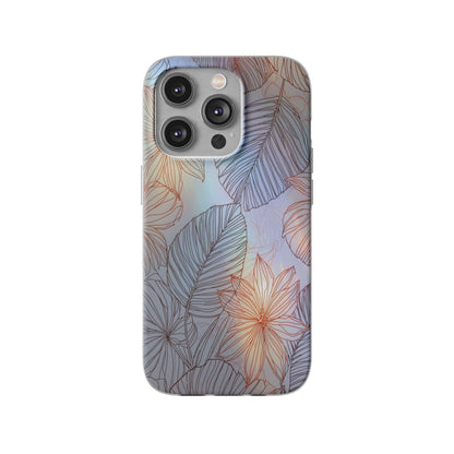 Floral Holographic Phone Case — Iridescent Leaves & Flowers Flexi Case