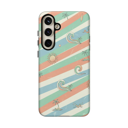 Surf Stripe Tough Phone Case — Retro Beach Waves Pattern