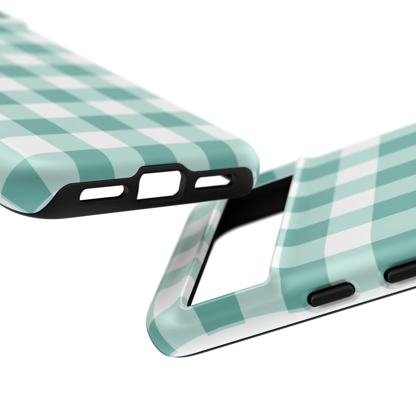 Mint Green Buffalo Check Tough Phone Case — Durable Plaid Protective Cover