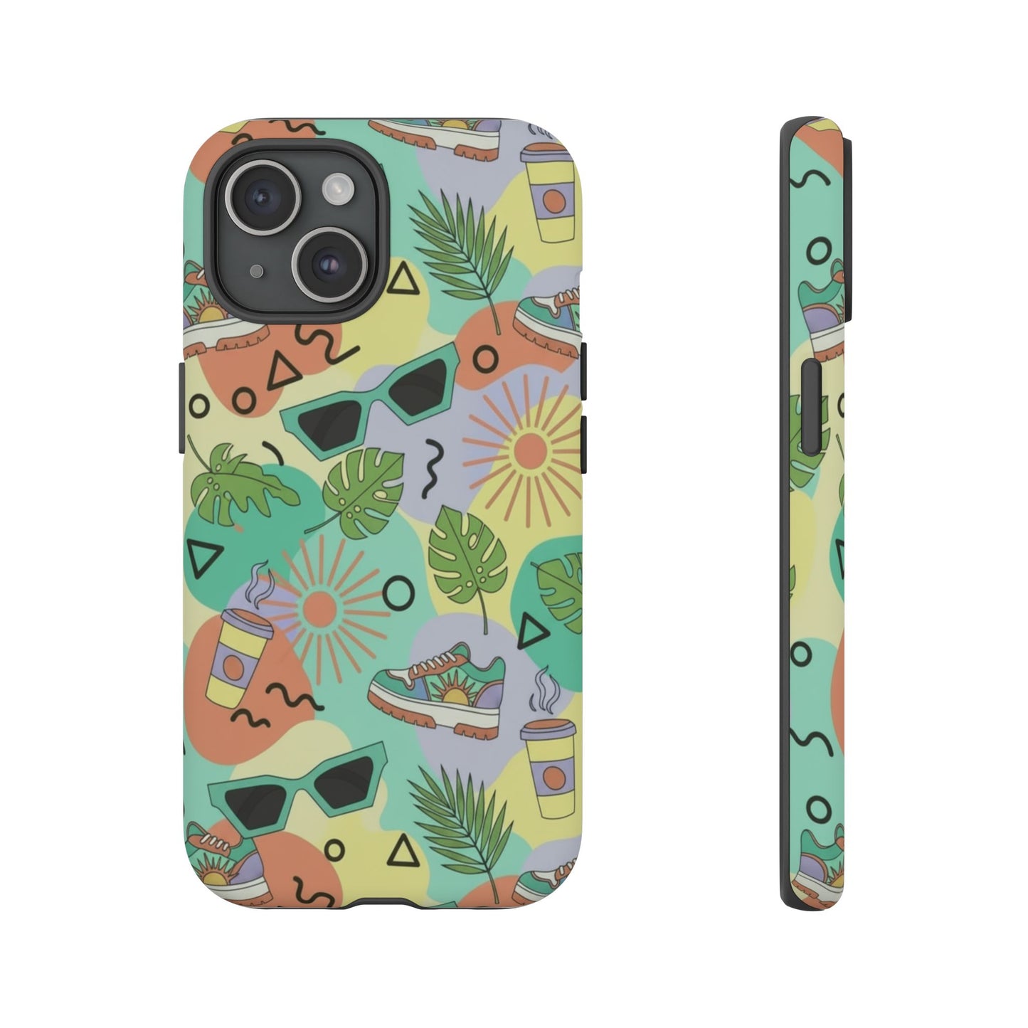 Tropical Summer Phone Case — Retro Sunglasses, Sneakers & Palm Pattern