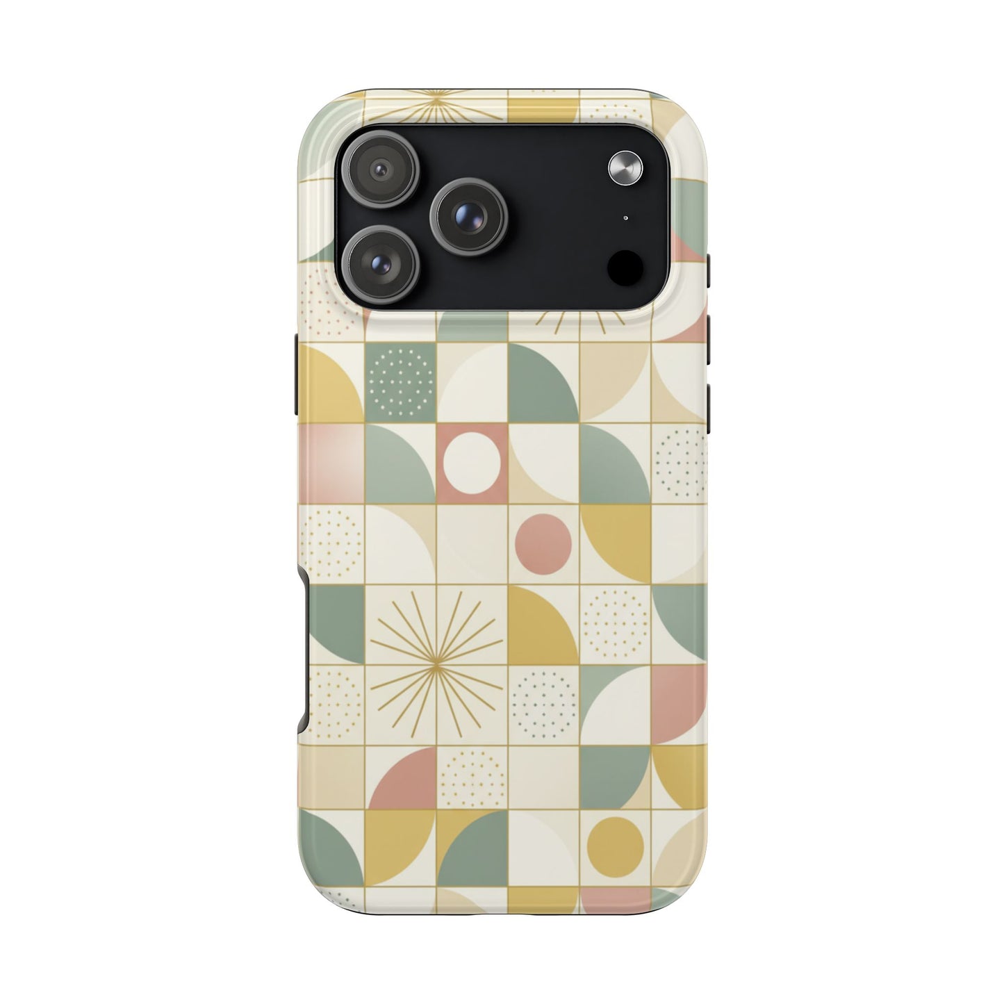 Retro Geometric Tough Phone Case — Pastel Midcentury Pattern