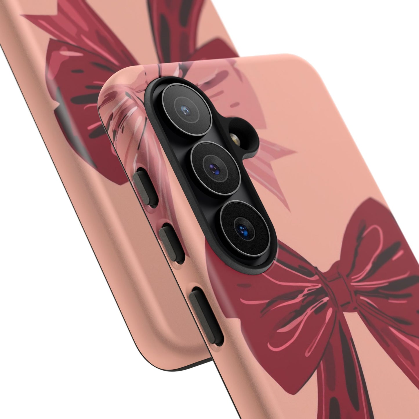 Bow Pattern Tough Phone Case — Pink, Red & Black Decorative Bows