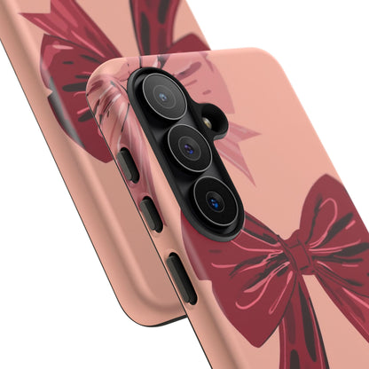Bow Pattern Tough Phone Case — Pink, Red & Black Decorative Bows