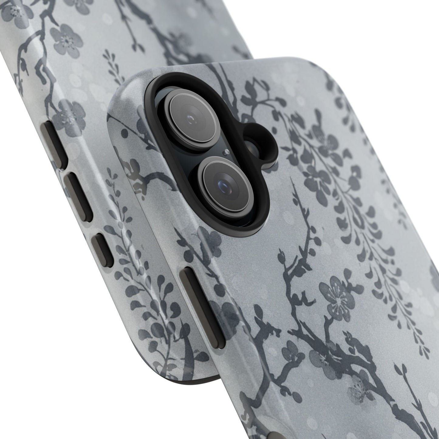 Tough Phone Case — Gray Cherry Blossom Ink Floral Design