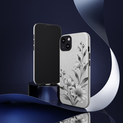 Floral Monochrome Phone Case — Elegant Black & White Lily Design