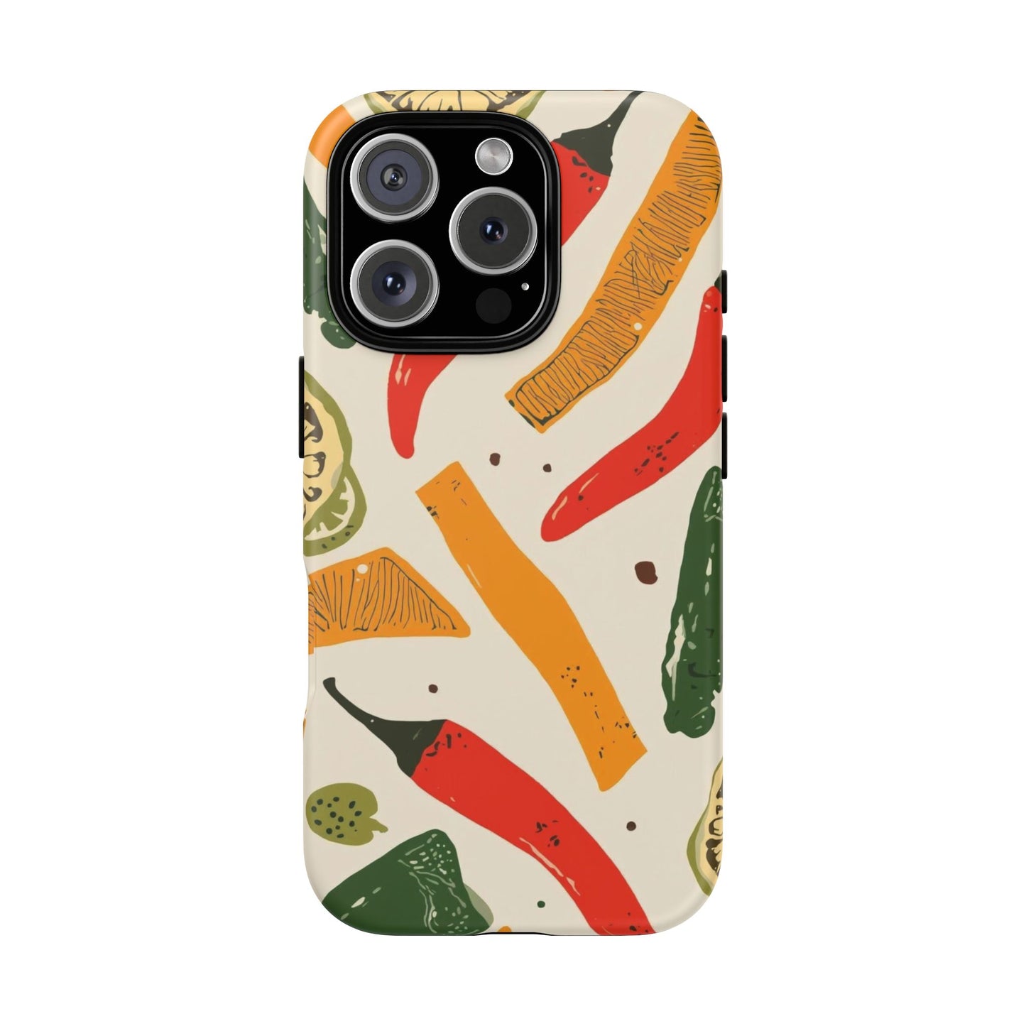 Spicy Peppers Phone Case – Colorful Chili, Lime & Citrus Pattern