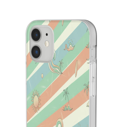 Beach Vibes Phone Case — Retro Pastel Surf & Palm Protective Flexi Case