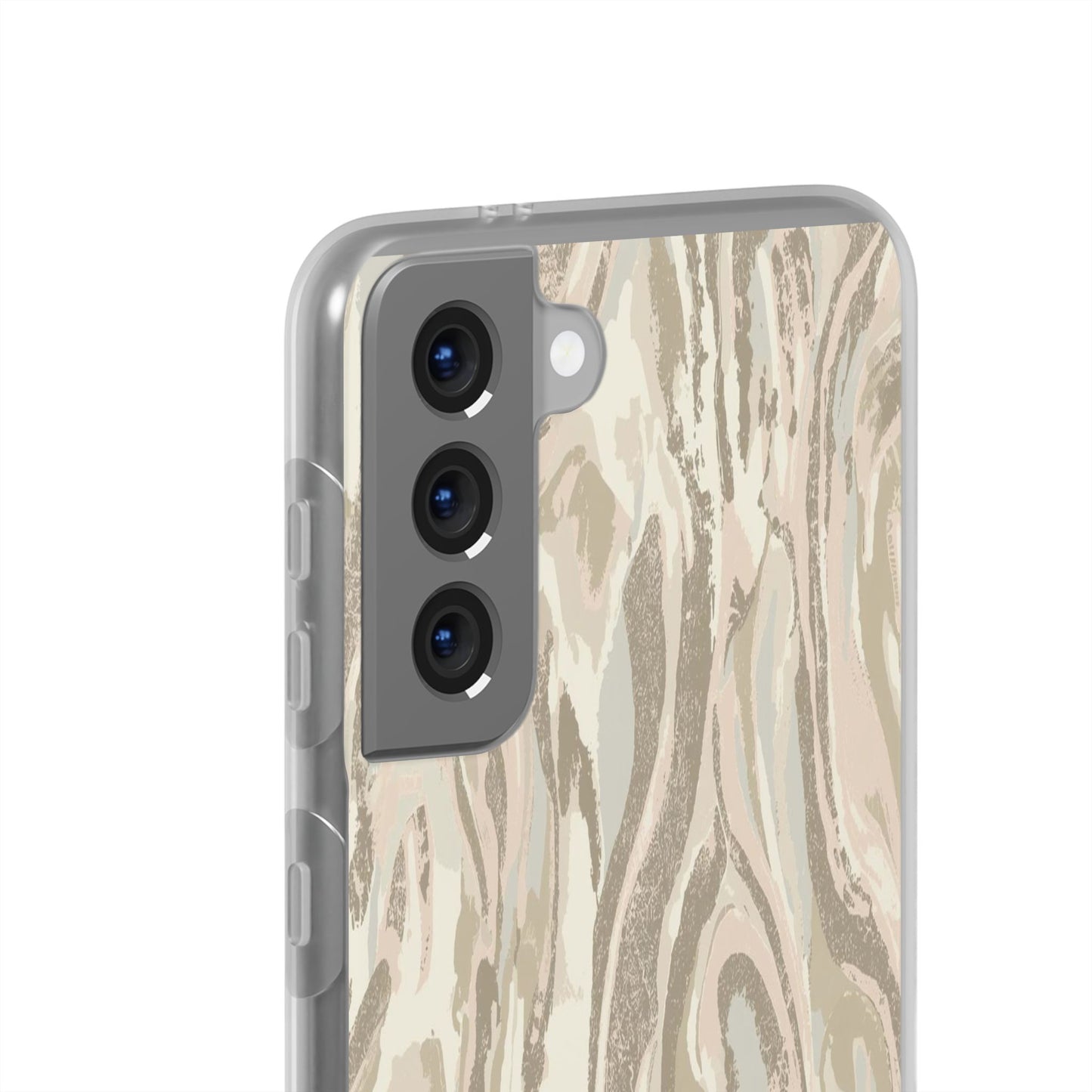 Neutral Marble Swirl Flexi Phone Case — Beige Abstract Protective Cover