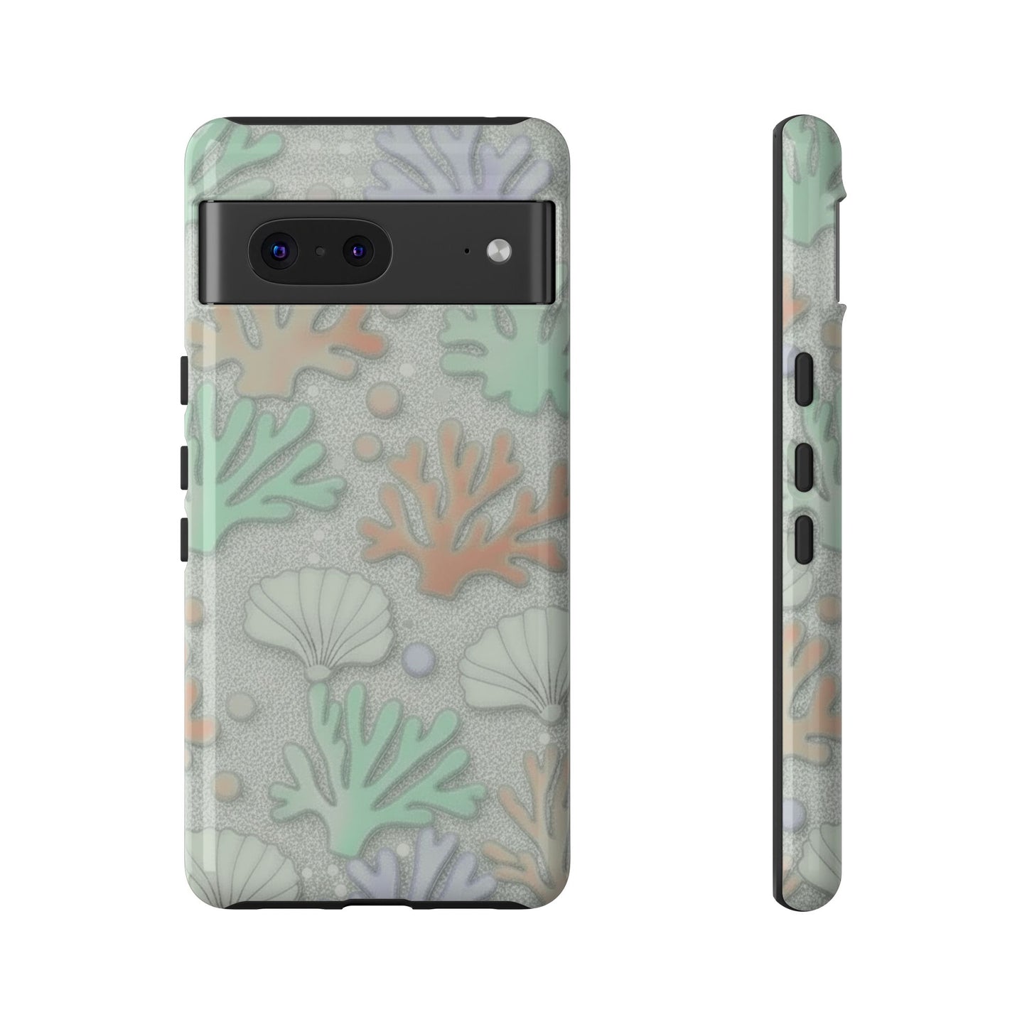 Pastel Coral Reef Tough Phone Case – Sea Shell & Coral Pattern Durable Protector