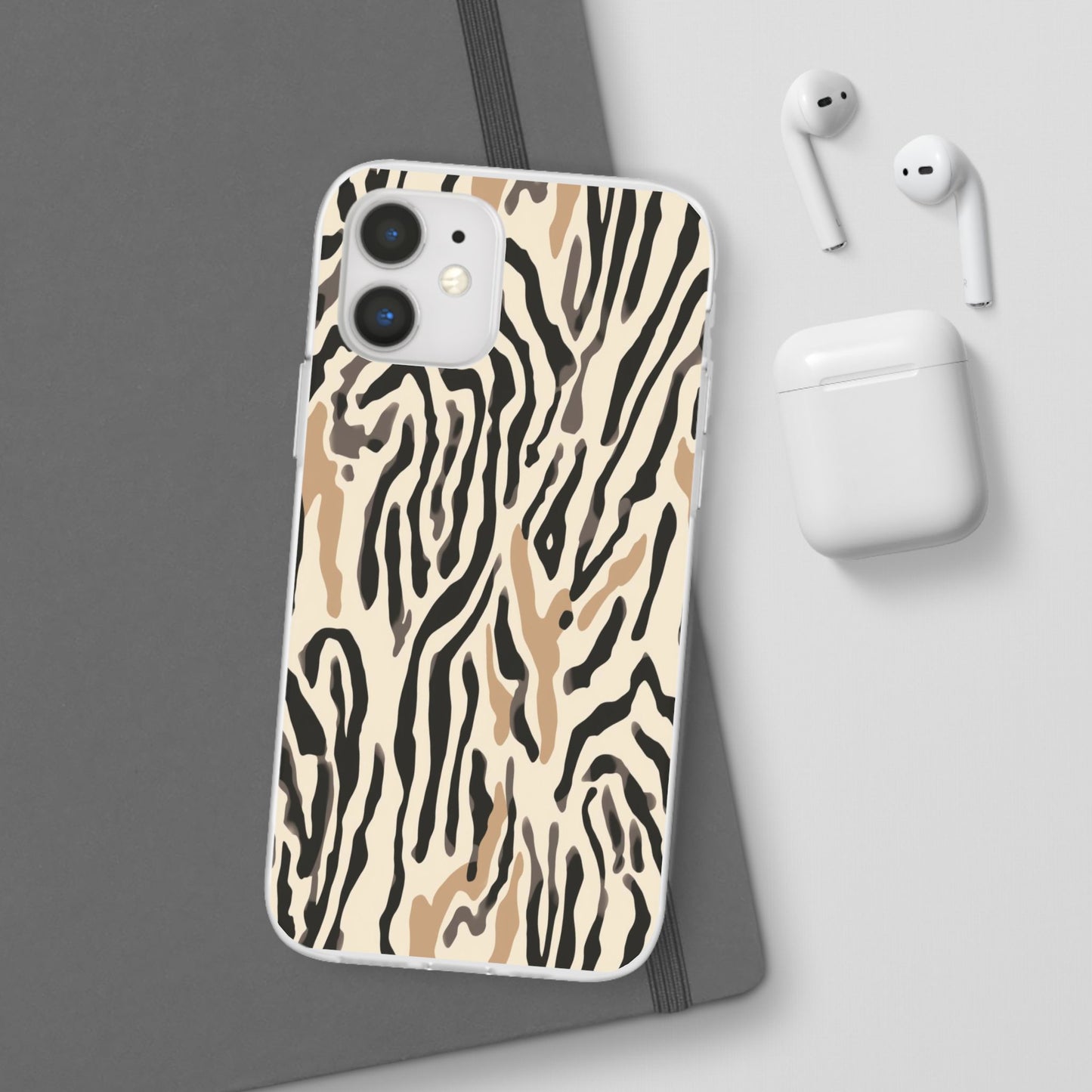 Zebra Stripe Phone Case – Neutral Animal Print Flexi Case