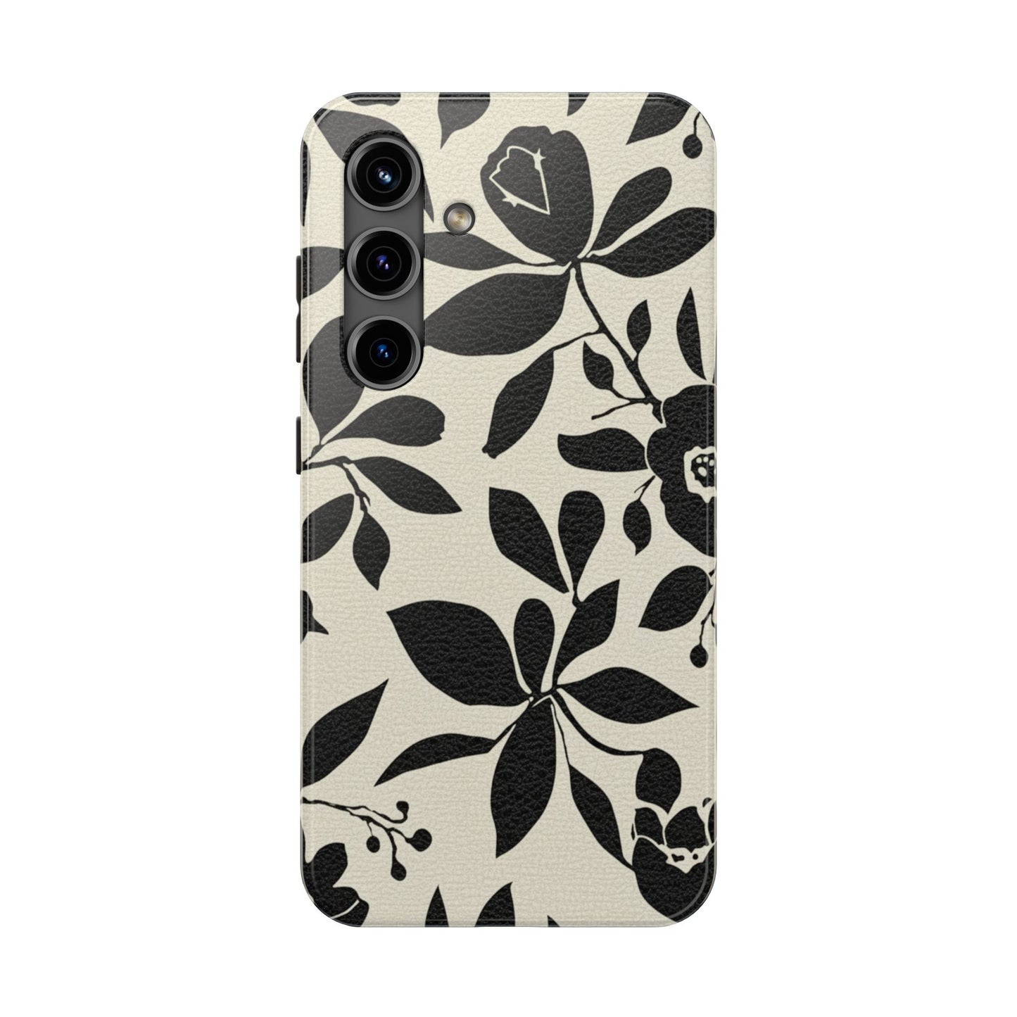 Tough Phone Case — Black Floral Silhouette Protective Cover